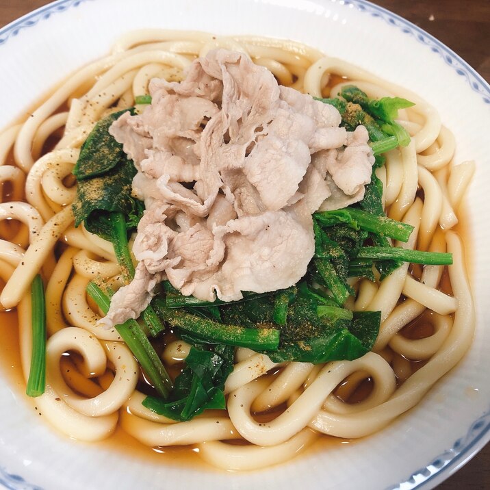 ひとりごはん。豚しゃぶとほうれん草のうどん